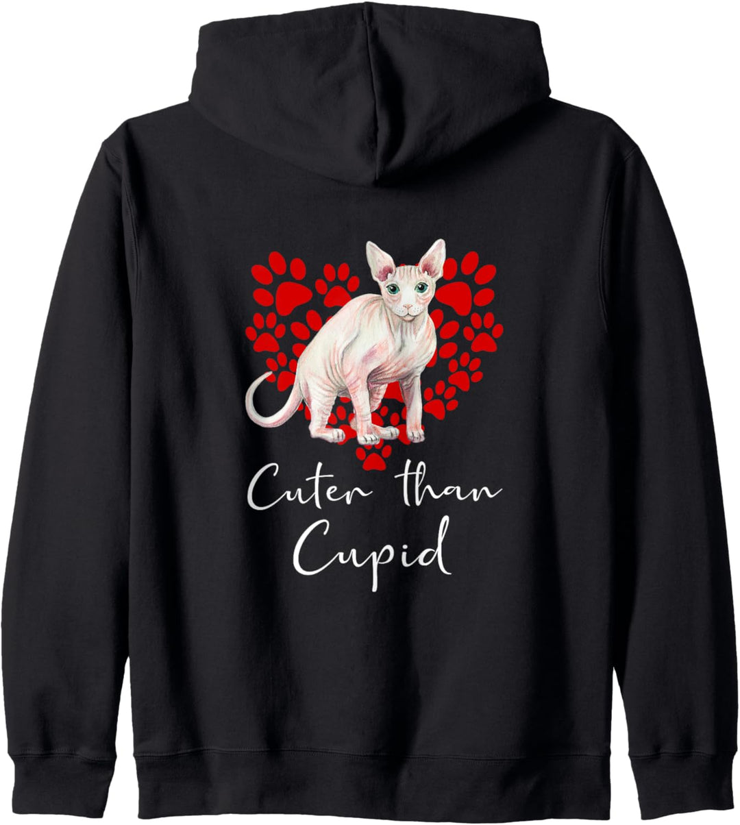 Sphynx Cuter Than Cupid Katze Nacktkatze Valentinstag Kapuzenjacke
