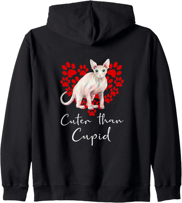 Sphynx Cuter Than Cupid Katze Nacktkatze Valentinstag Kapuzenjacke