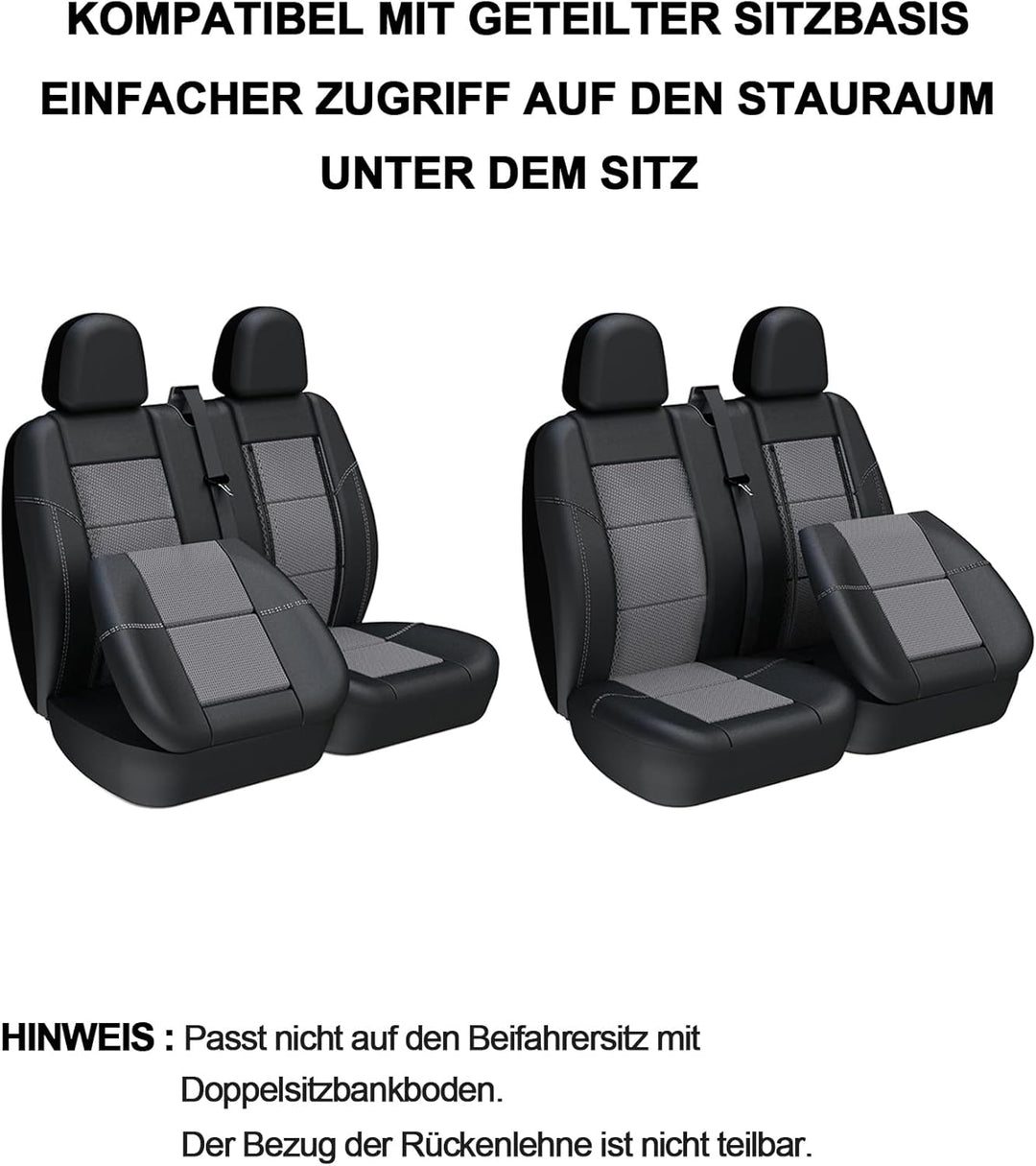 TOYOUN Sitzbezüge für Vans LKWs, Universal Fit Einzel-und Doppelsitze - Kunstleder Mesh-Gewebe, Schw