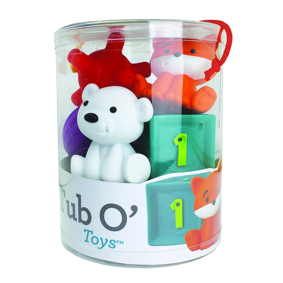 INFANTINO 216289 Sensory Plug und Roll Multiblöcke Kübel mit Texturierter Spielzeuge, Kübel mit