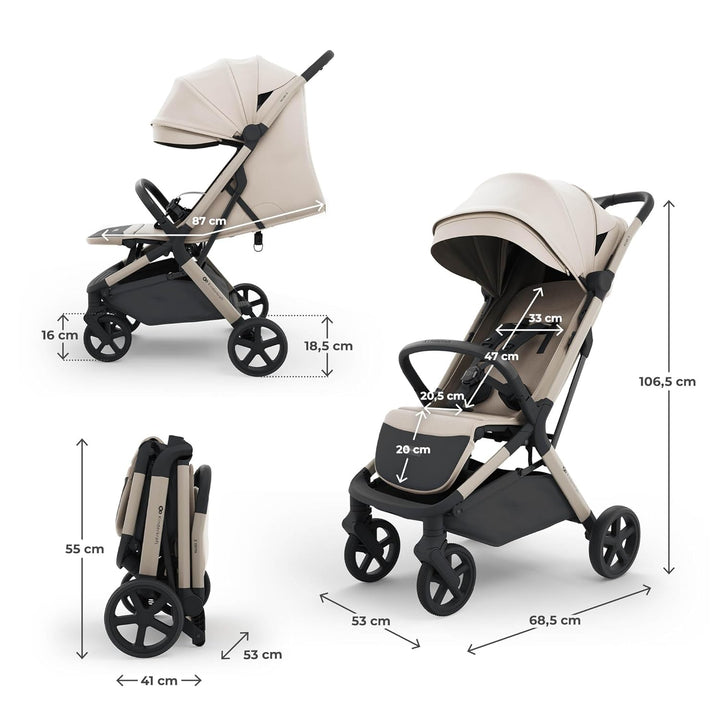 Kinderkraft NUBI 3 Buggy bis 22 kg, automatisch zusammenklappbar, grosse EVA-Räder, Mesh-Sitz, 5-Pun