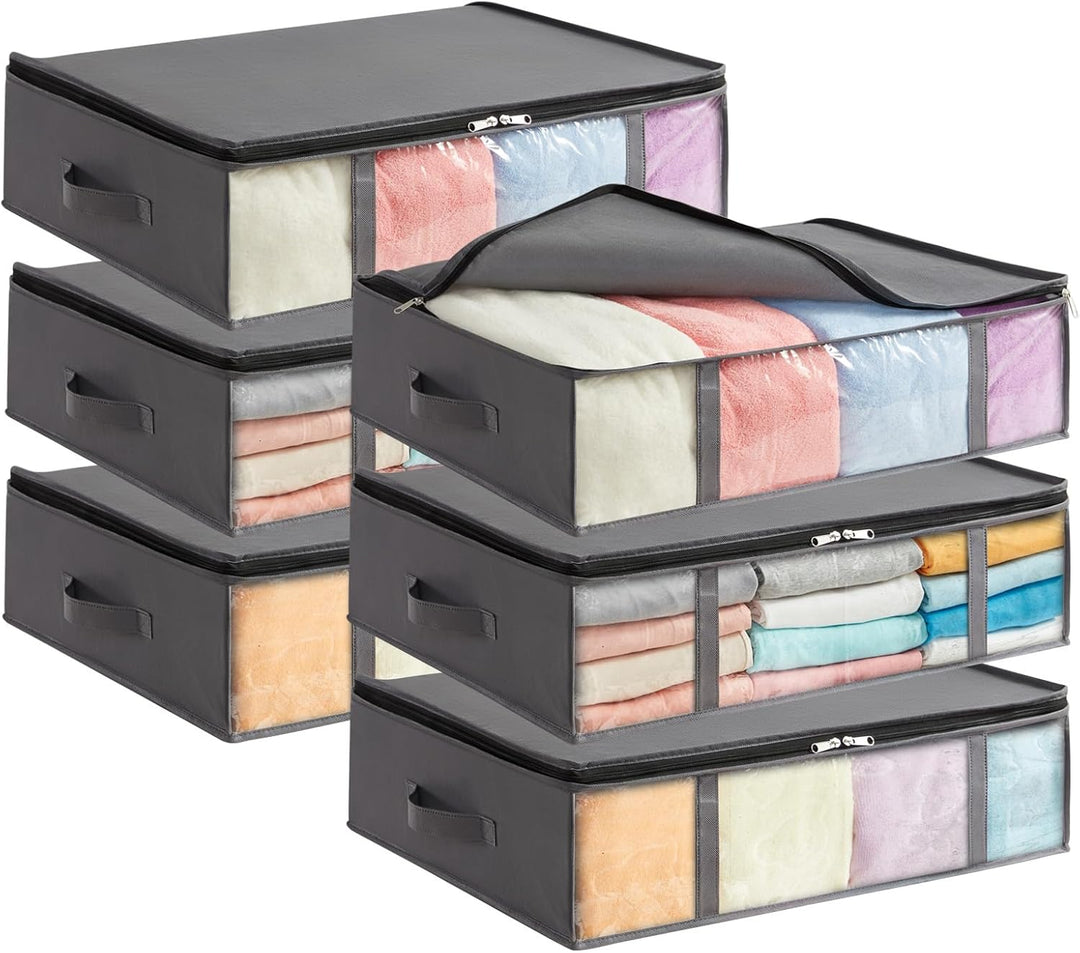 Lifewit 6 Stück 40L Unterbett Aufbewahrungsbox, Faltbare Unterbettkommode Aufbewahrungstasche Storag