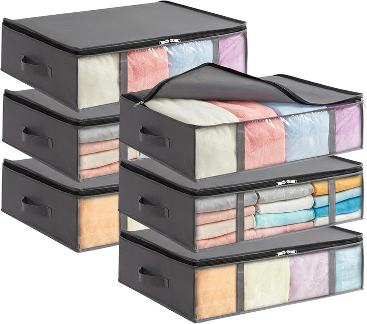 Lifewit 6 Stück 40L Unterbett Aufbewahrungsbox, Faltbare Unterbettkommode Aufbewahrungstasche Storag