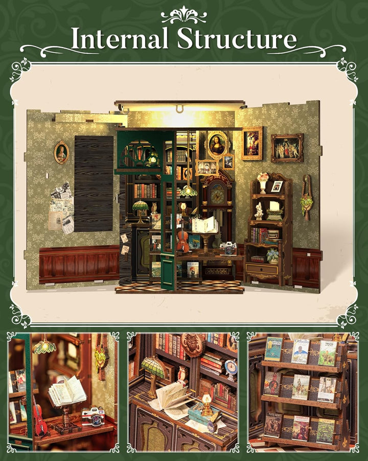 CUTEBEE Book Nook Kit - DIY Miniature House,Puppenhaus Miniatur Haus Selber Baue Bausatz mit Staubsc
