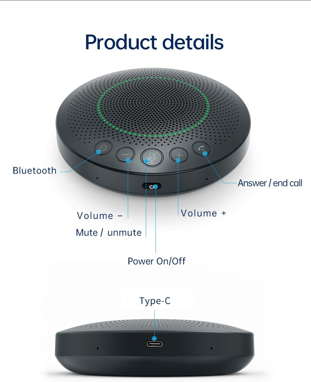 BluePod Konferenzlautsprecher mit 6 Mikrofonen, tragbare Freisprecheinrichtung Bluetooth/USB, VoiceL