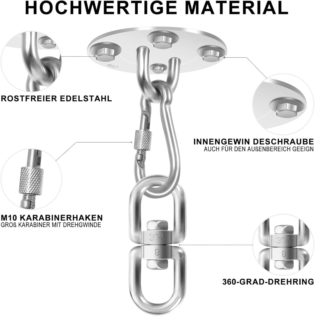 RealBrite Boxsack Halterung, Edelstahl Deckenhaken für Boxsäcke bis 450kg Tragekraft Bombenfeste Box