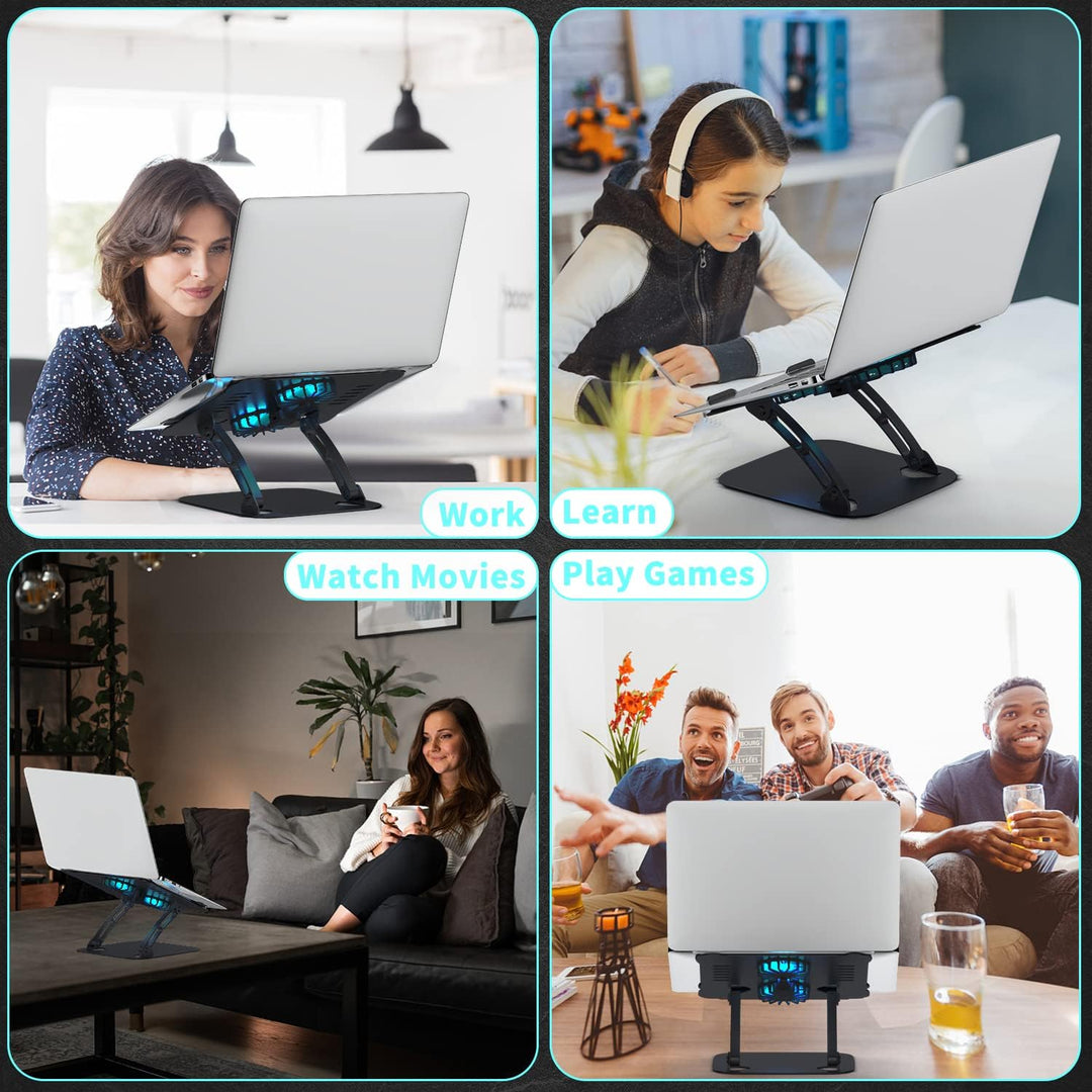Laptop Ständer Höhenverstellbar mit RGB Lüfter, Faltbarer Stand aus Aluminiumlegierung, Belüfteter L