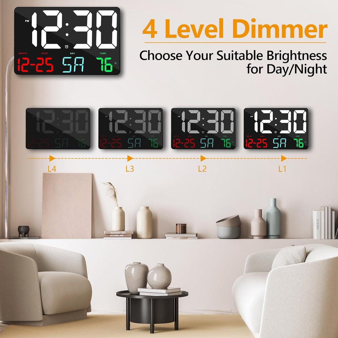 SZELAM Digitaluhr Grosses Display,11,5" Digitaler Kalenderwecker mit Funkfernbedienung,LED Übergross