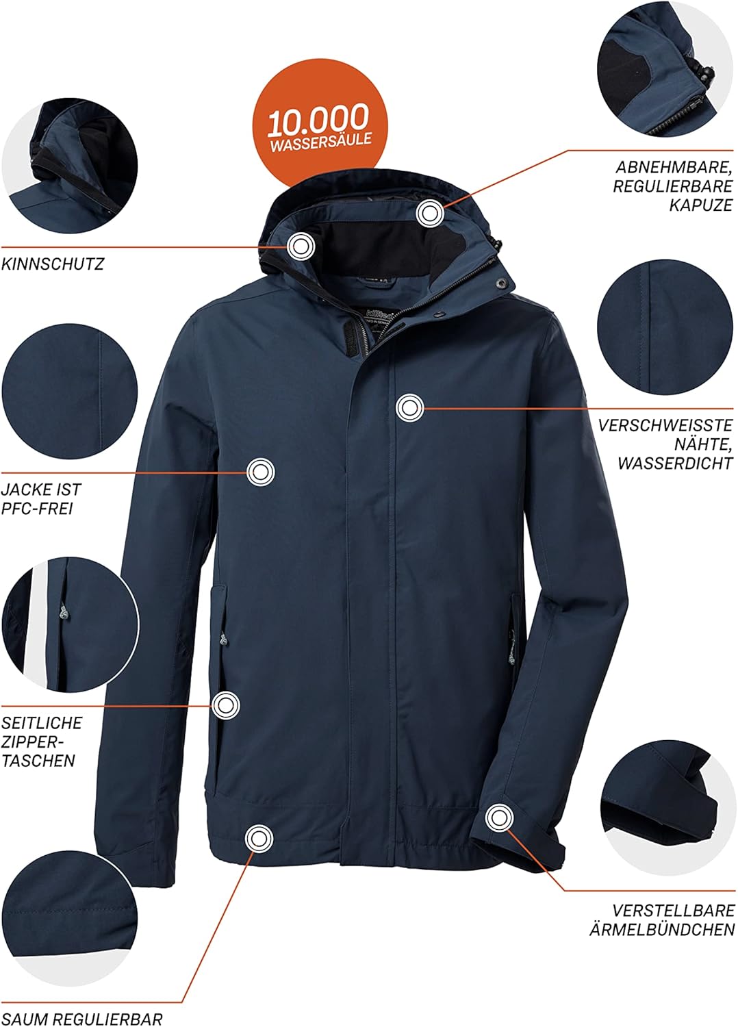 Killtec Herren Kos 87 Mn Jckt_xenios Funktionsjacke/Outdoorjacke mit abzippbarer Kapuze M dunkelnavy