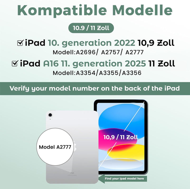 OYEEICE Hülle mit Tastatur für iPad A16 11 Generation 2025/10 Generation 2022 (11/10.9 Zoll), Vergrö