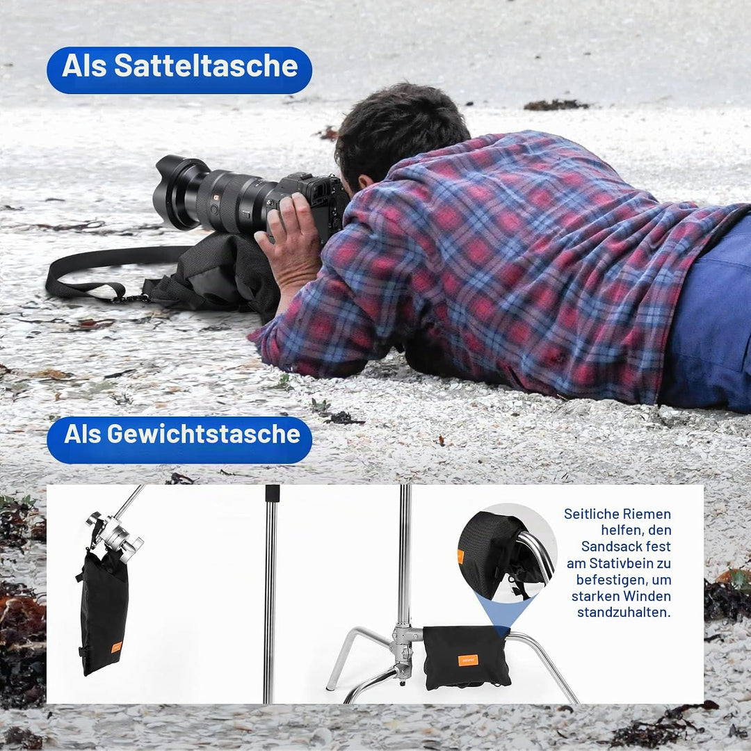 NEEWER Fotografie Sandsack 15,5 "x 9,4" Faltbare Aufbewahrungstasche mit Schultergurt, Polyester Sat