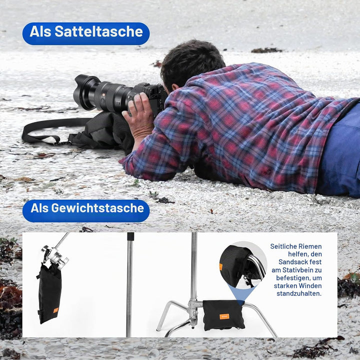 NEEWER Fotografie Sandsack 15,5 "x 9,4" Faltbare Aufbewahrungstasche mit Schultergurt, Polyester Sat