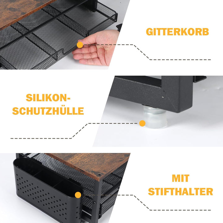 TWSOUL Monitorständer, Schreibtisch Organizer mit Schublade und Stifthalter, Arbeitsplatz Organizer,