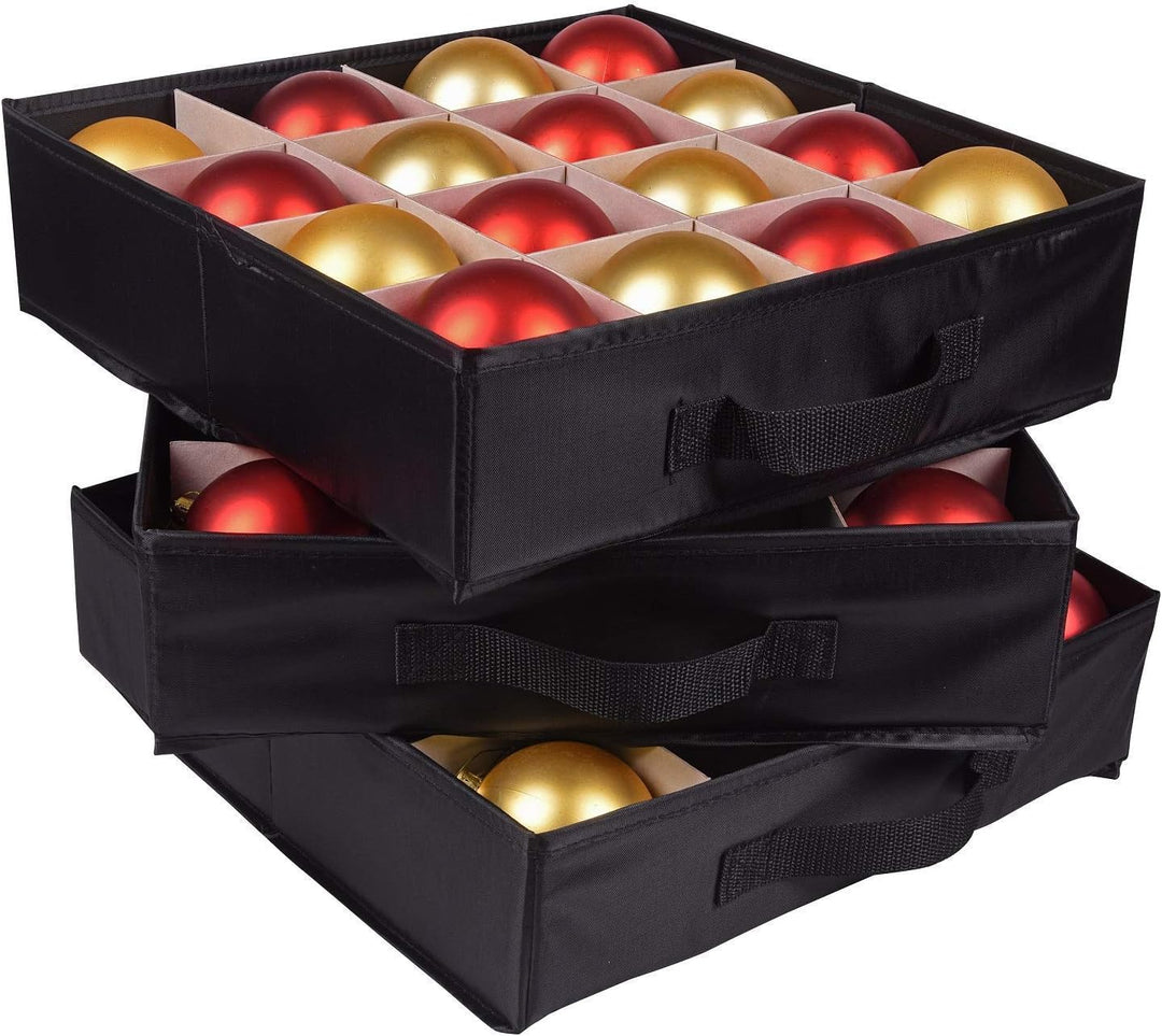 ProPik Aufbewahrungsbox für Weihnachtsdekoration, Organizer für bis zu 48 Weihnachtskugeln mit 3 sep