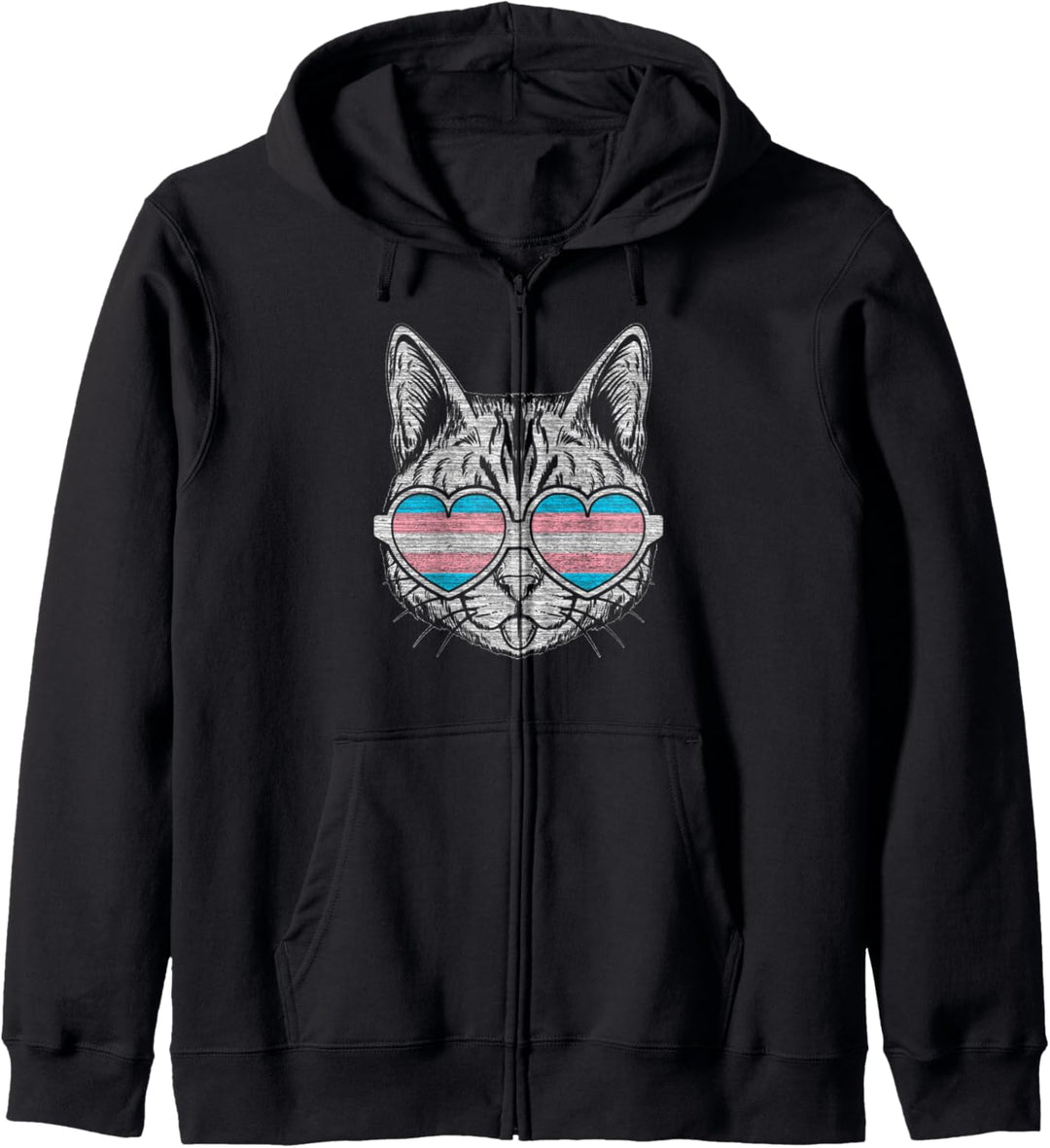Transgender-Flaggenfarben, Katze mit Brille, LGBT-Stolz Kapuzenjacke