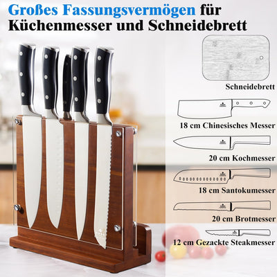 ENOKING Messerblock Magnetisch ohne Messer mit transparentem Acrylschilde, hochwertiges Magnet Messe