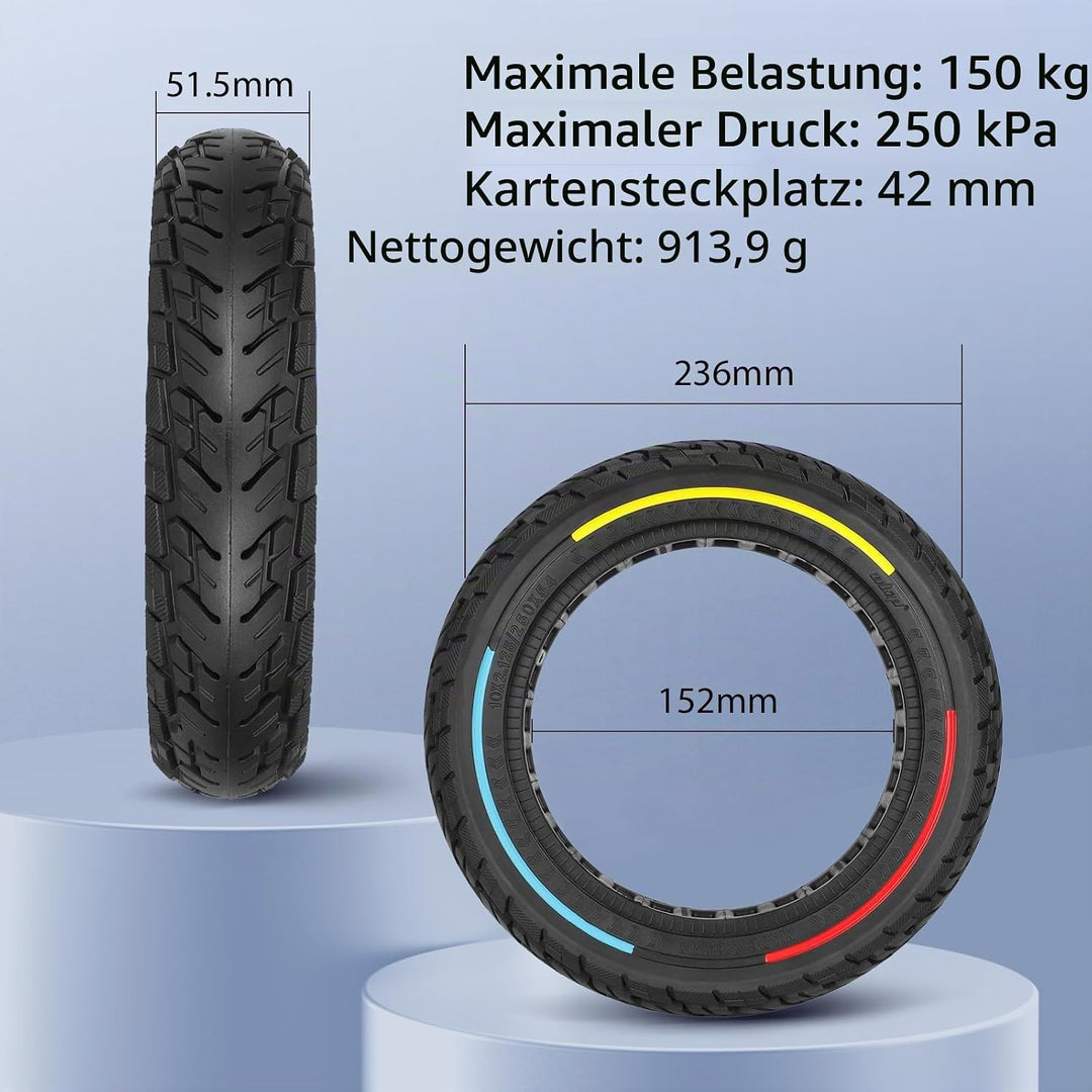 HPGAAVD 10×2.125 E Scooter Solid Reifen，10 Zoll Vollgummireifen e scooter für Ninebot F20 F25 F30 F4