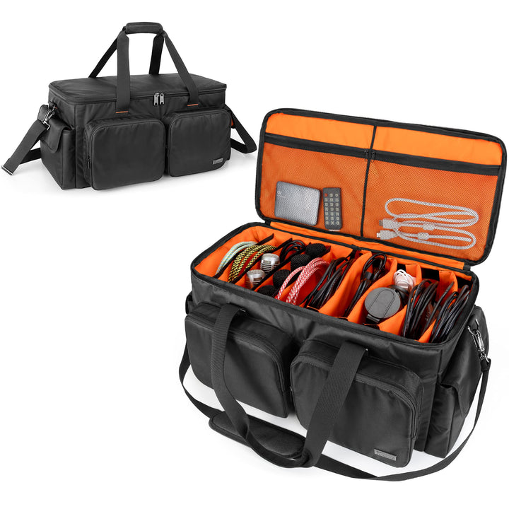 Trunab DJ Tasche, Kabel Organizer Tasche mit Abnehmbarem Gepolstertem Boden und 9 Trennwänden, Trage
