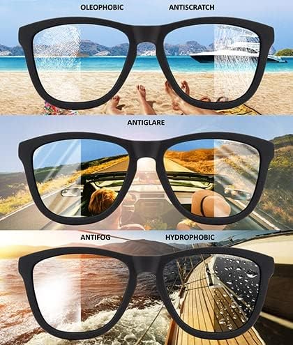 Clandestine - Sonnenbrille Model 8 Matte Black Light Blue - Blaue HD Nylon Gläser und TR90 Rahmen -