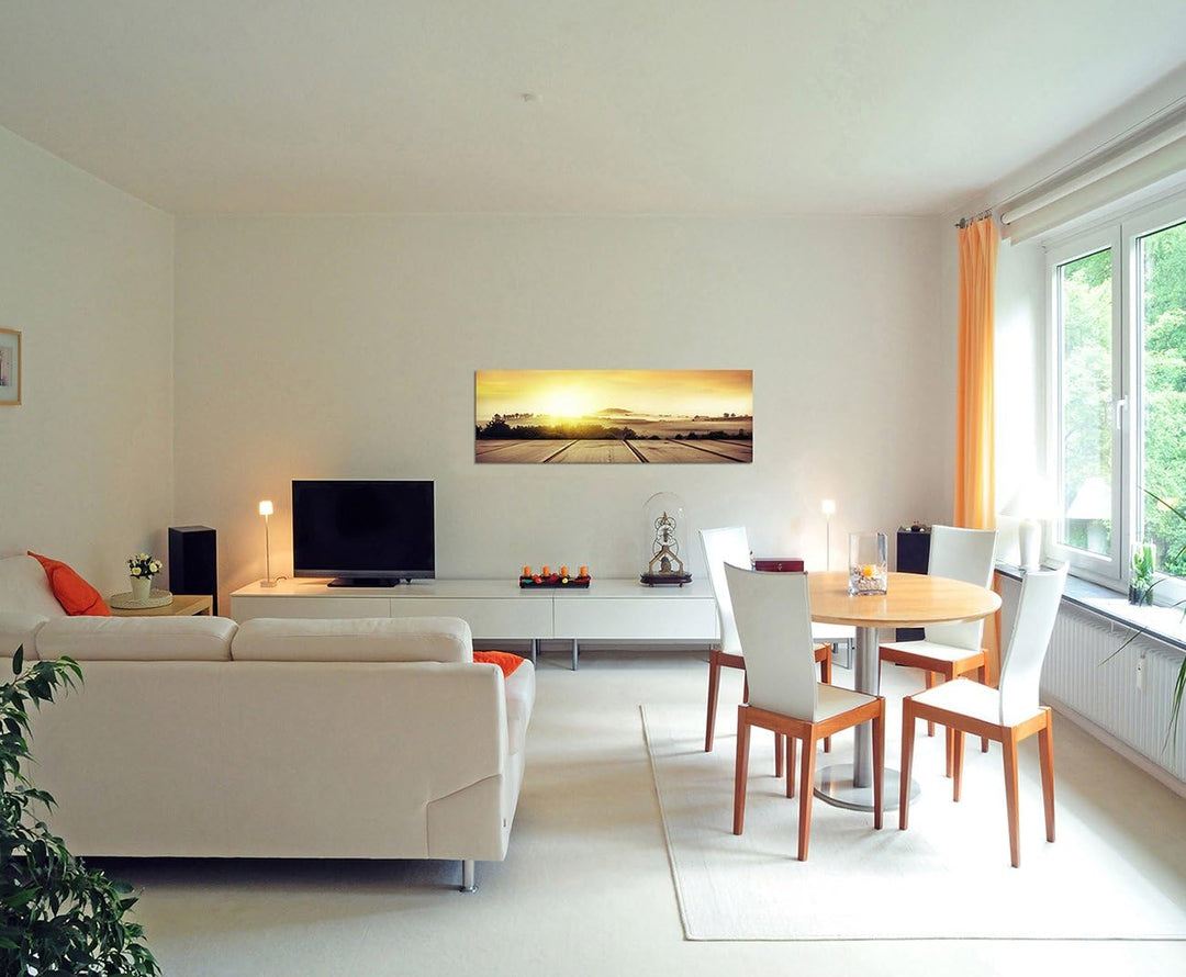 Paul Sinus Art Panoramabild auf Leinwand und Keilrahmen 150x50cm Neuseeland Sommer Landschaft Holzst
