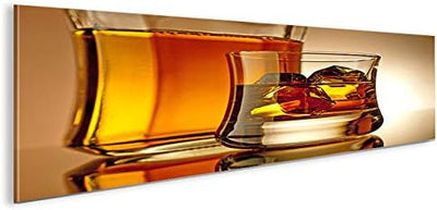 islandburner Bild Bilder auf Leinwand Whisky Glas Panorama XXL Poster Leinwandbild Wandbild Dekoarti