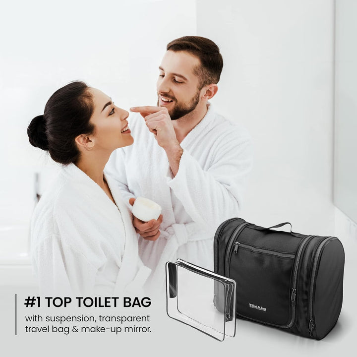 Kulturbeutel Kosmetiktasche zum Aufhängen mit transparenter Reise Tasche, Spiegel | XXL Kosmetik Kul