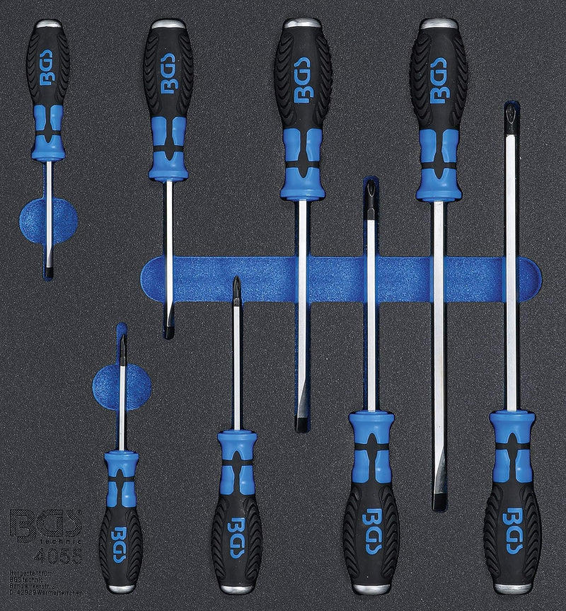BGS 4055 | Werkstattwageneinlage 2/3: Kreuz- und Schlitz-Schraubendreher | 8-tlg. Satz, Satz