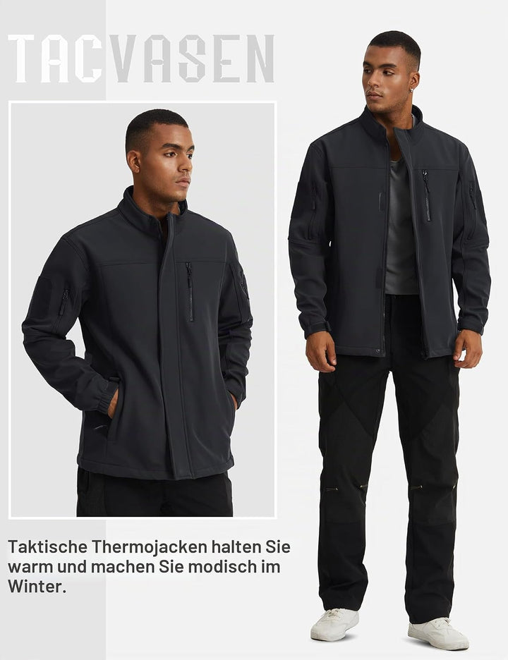 TACVASEN Herren Softshell Jacke Winddichte Warme Fleece Outdoorjacke Übergangsjacke mit Reissverschl