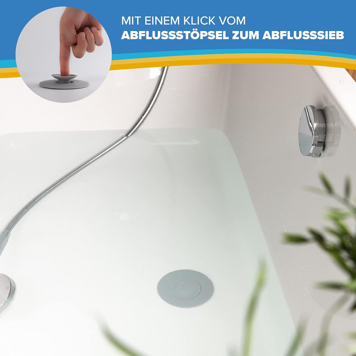 Universal Abflussstopfen - Waschbeckenstöpsel mit Haarsieb Funktion - Praktisches Abflusssieb Siliko