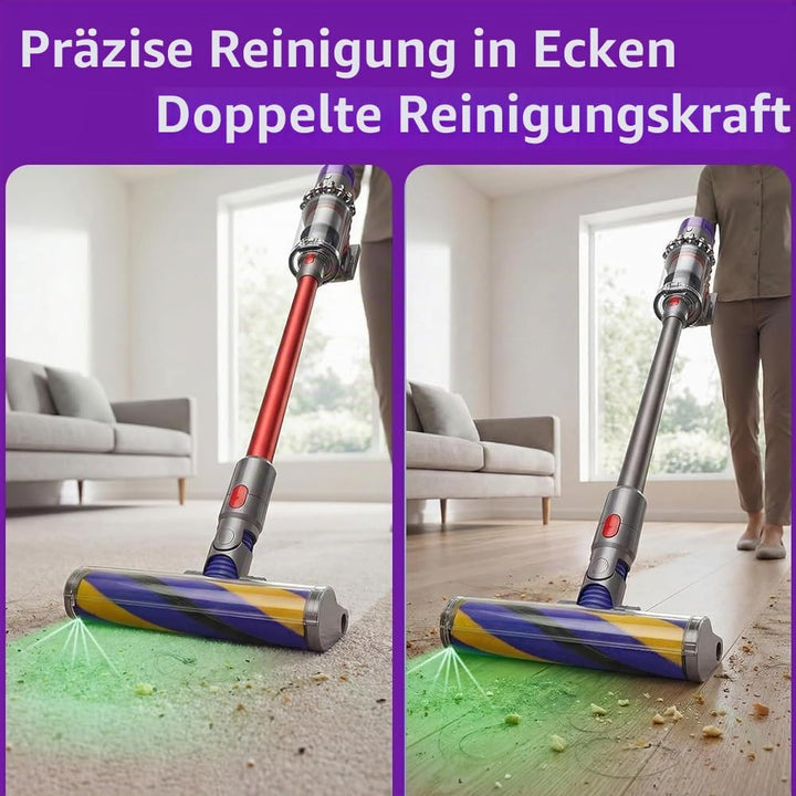 Softwalze Bodendüse für Dyson V7 V8 V10 V11 V15 Staubsauger, Elektrischer LED Fluffy Soft Roller Bür