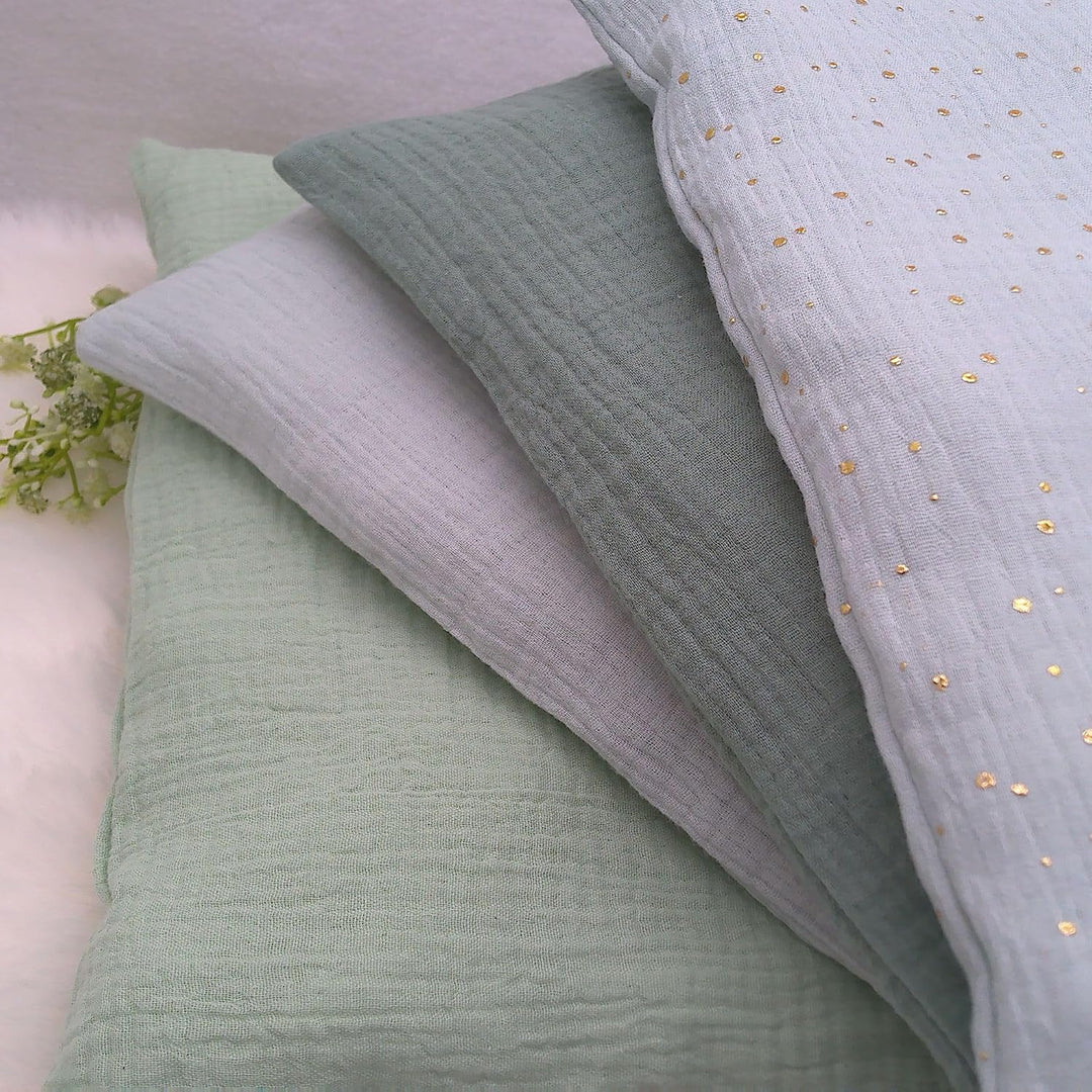 Puppenbettwäsche Farbe Salbei, Decke 40h x 35b, Kissen 16h x 20b., Brombeere Gross