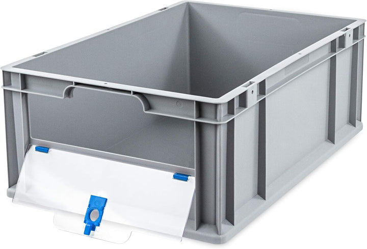 aidB Eurobox NextGen Insight Cover blau, 600x400x220 mm, Cover niedrig, robuste Regalbox mit Entnahm