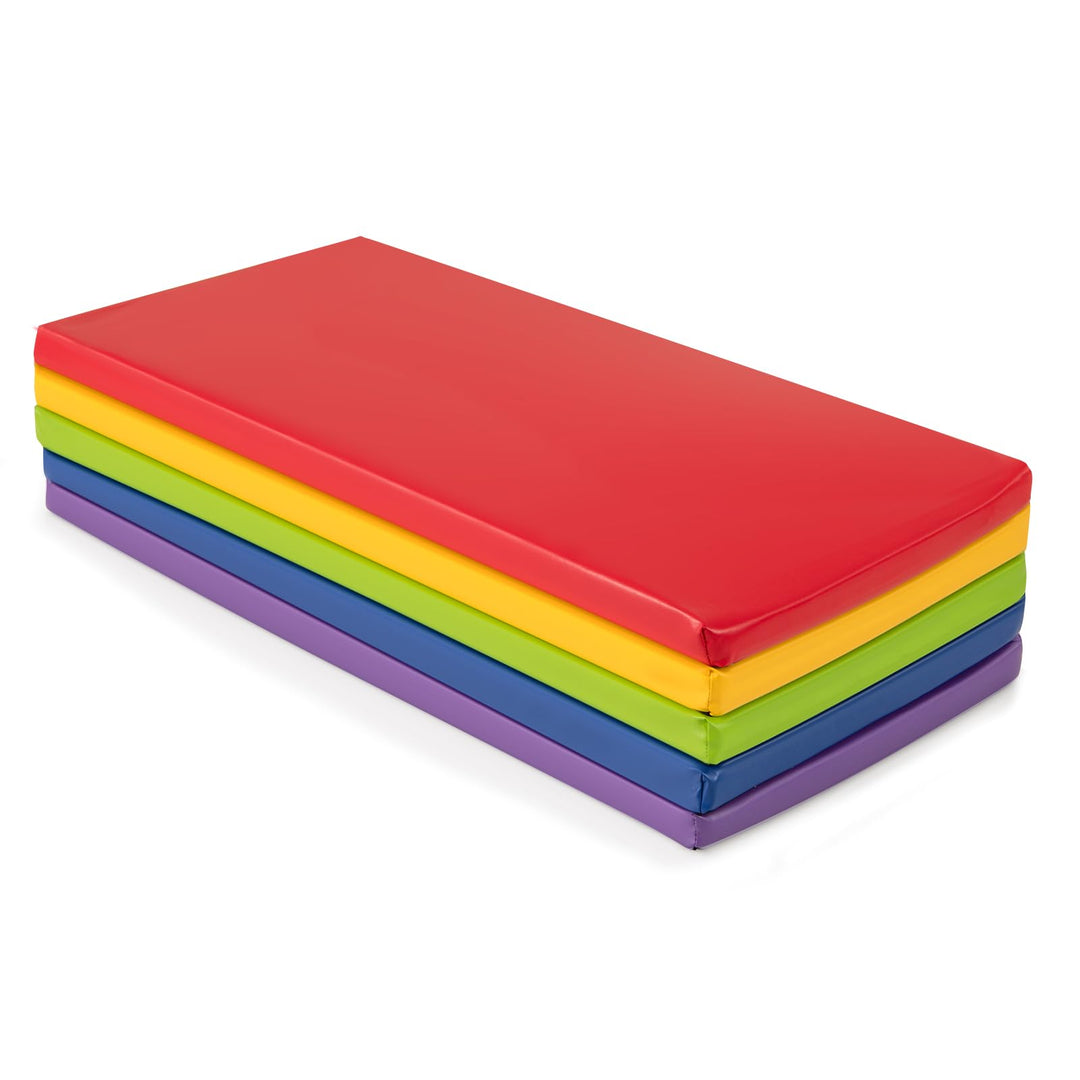 COSTWAY 5 er Set Turnmatte Kinder, 120 x 60cm Weichbodenmatte bunt, Gymnastikmatte aus Kunstleder, t