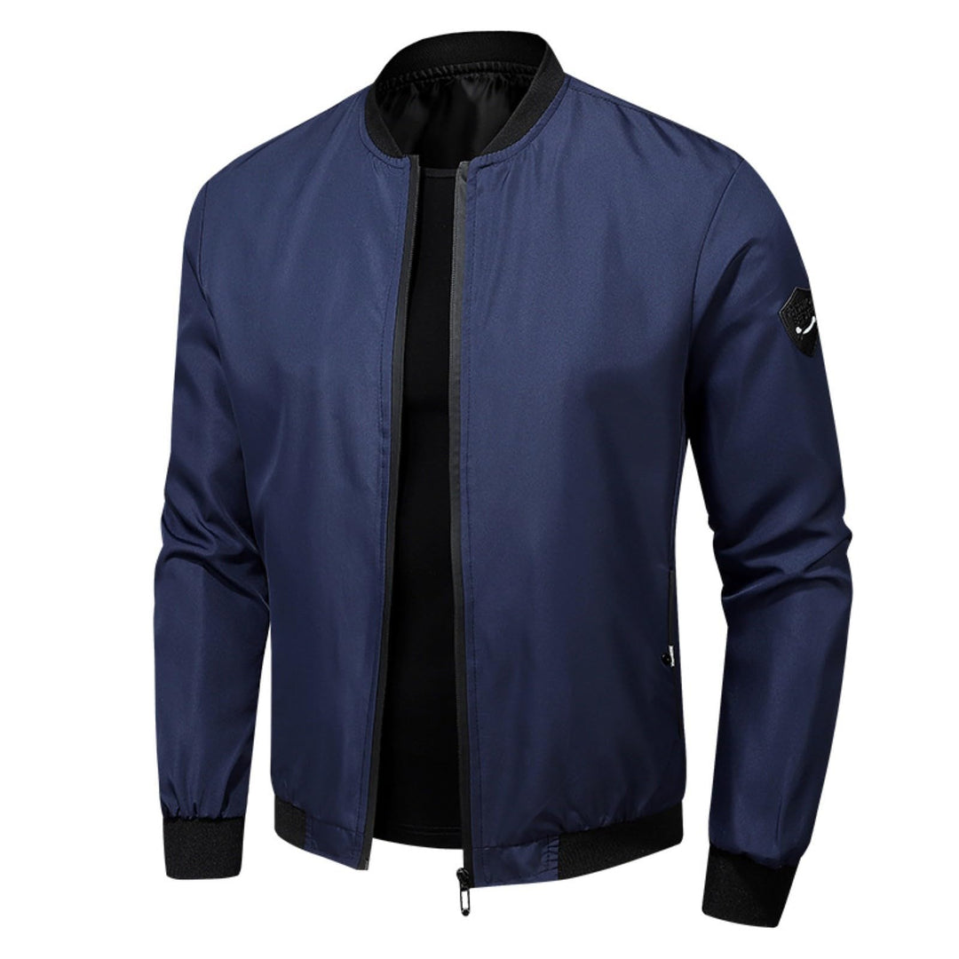 Herren Leichte Dünne Bomberjacke mit Ärmeltasche Blouson Jacke Übergangsjacke Stehkragen US Fliegerj