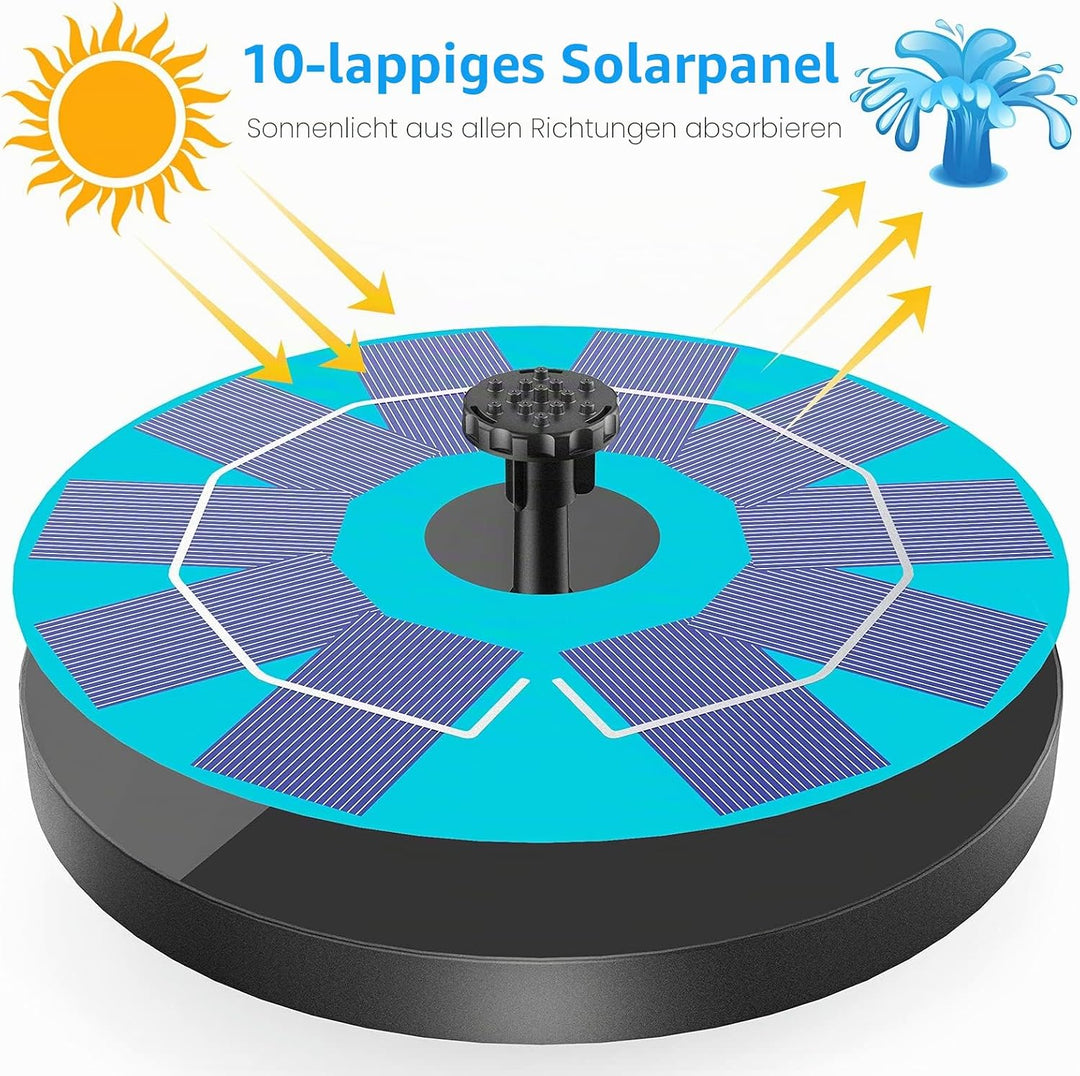 AISITIN Solarbrunnen für Draussen 3.0W, Solar Springbrunnen für Aussen Eingebaute 1200 mAh Akku Teic