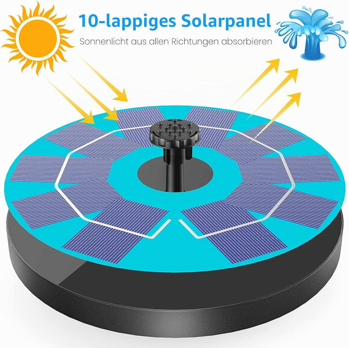 AISITIN Solarbrunnen für Draussen 3.0W, Solar Springbrunnen für Aussen Eingebaute 1200 mAh Akku Teic