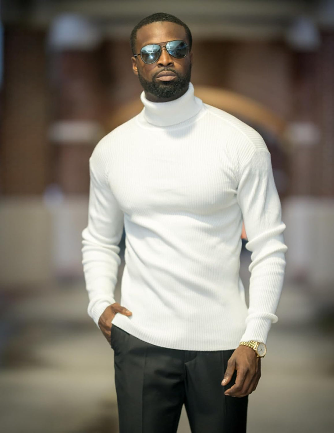 COOFANDY Herren Rollkragen Pullover Langarmshirt Feinstrick Sweater Rollkragen Freizeit Slim fit Bas
