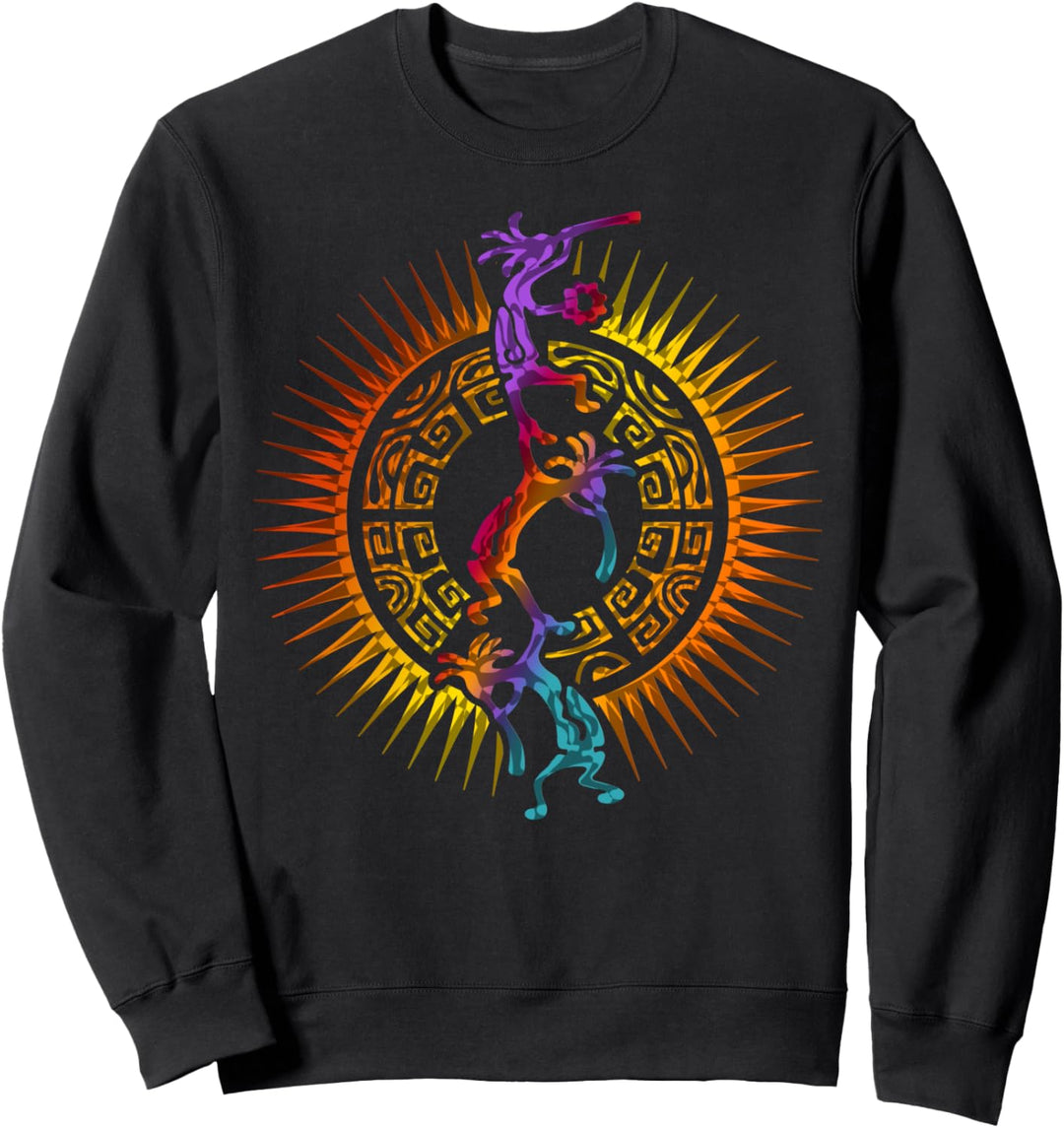 Kokopelli Musician Acrobats - Mandala Sun 1 - Fan Fun Sweatshirt