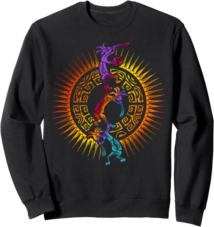Kokopelli Musician Acrobats - Mandala Sun 1 - Fan Fun Sweatshirt