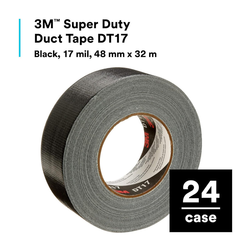 3M Super Gewebeklebeband DT17, Schwarz, 48 mm x 32 m, 0.43 mm, einzeln verpackt Schwarz 48 mm x 32 m