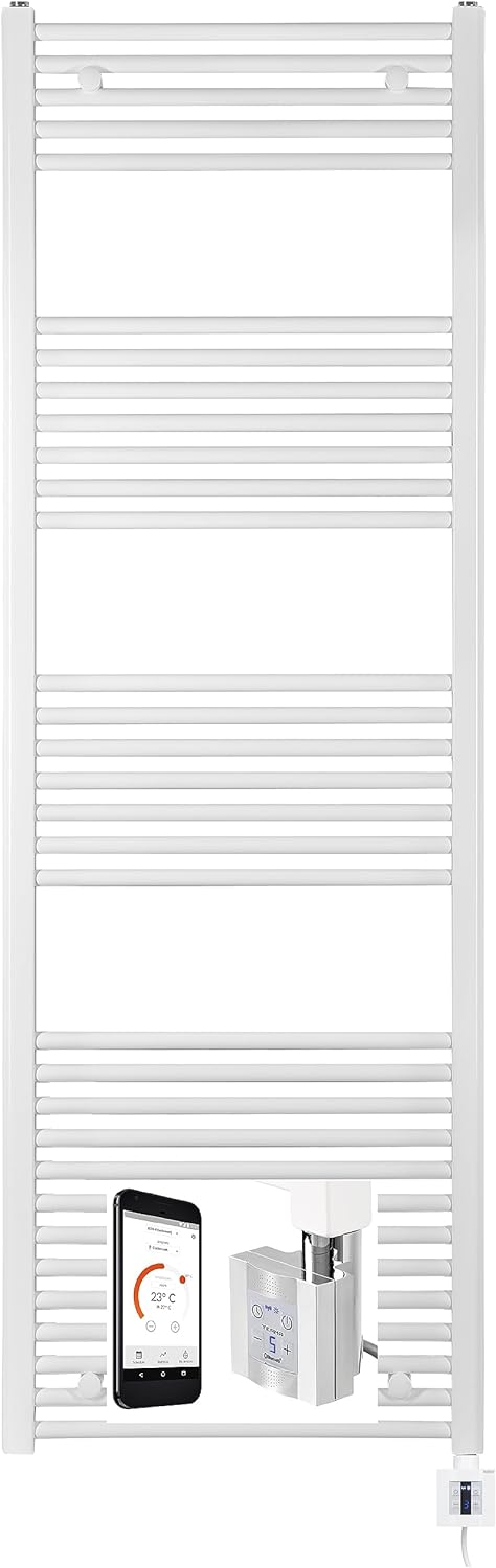 anapont elektrischer Badheizkörper - weiss/chrom- mit Appsteuerung - Handtuchheizkörper - Badheizung