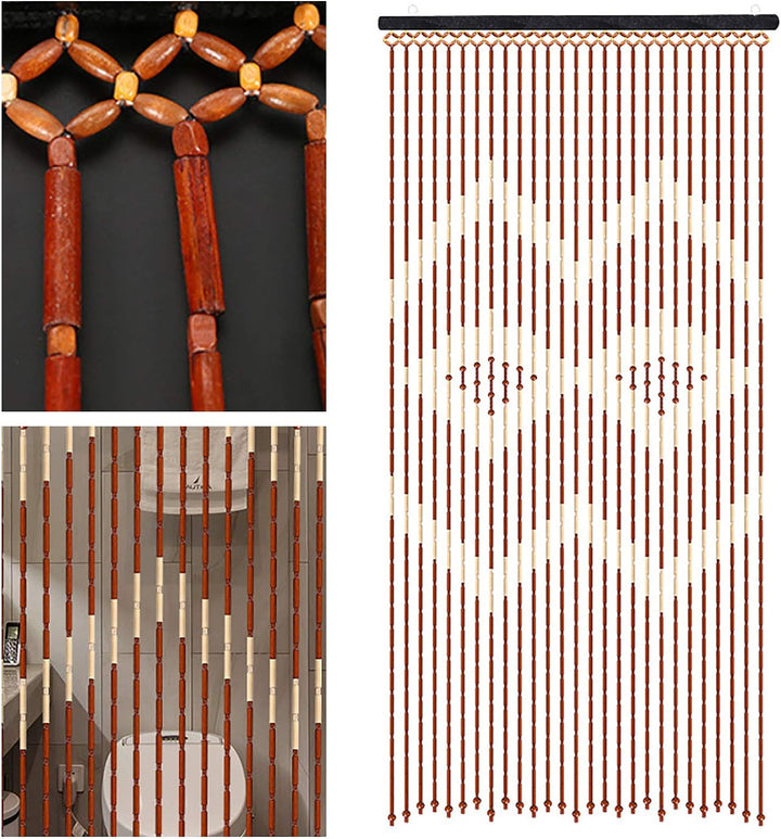 Sindipanda Bambus Bead Vorhang String Tür Vorhänge Perlen Holz Vorhang,Kaffee White,für Raumteiler T