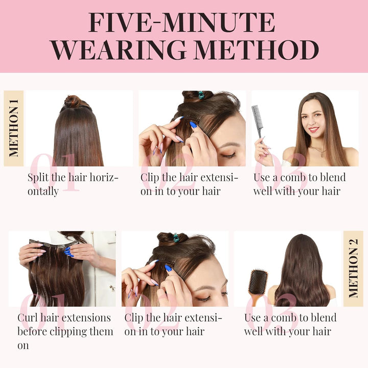 MAXITA Echthaar Extensions Clip, 40cm 16 Zoll 120g 7 Stück Naturschwarz Clip in Extensions Echthaar