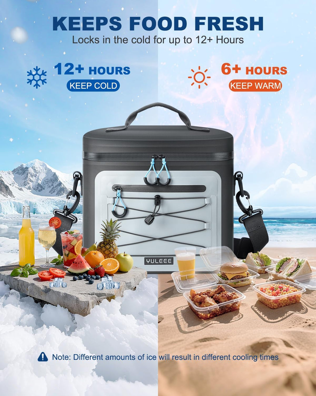 Kühltasche 15L/24L, Wasserdicht Picknicktasche mit Auslaufsicher, Isolierte Kühl Lunchtasche, Tragba