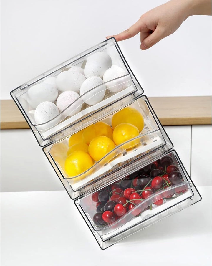 YekouMax Kühlschrank Organizer Set, Organizer Kühlschrank, Stapelbar und Wiederverwendbar, Wird für