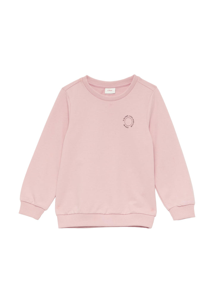 s.Oliver Unisex Sweatshirt mit Rippbündchen und kleinem Print-Detail 92-98 Zartrosa, 92-98 Zartrosa