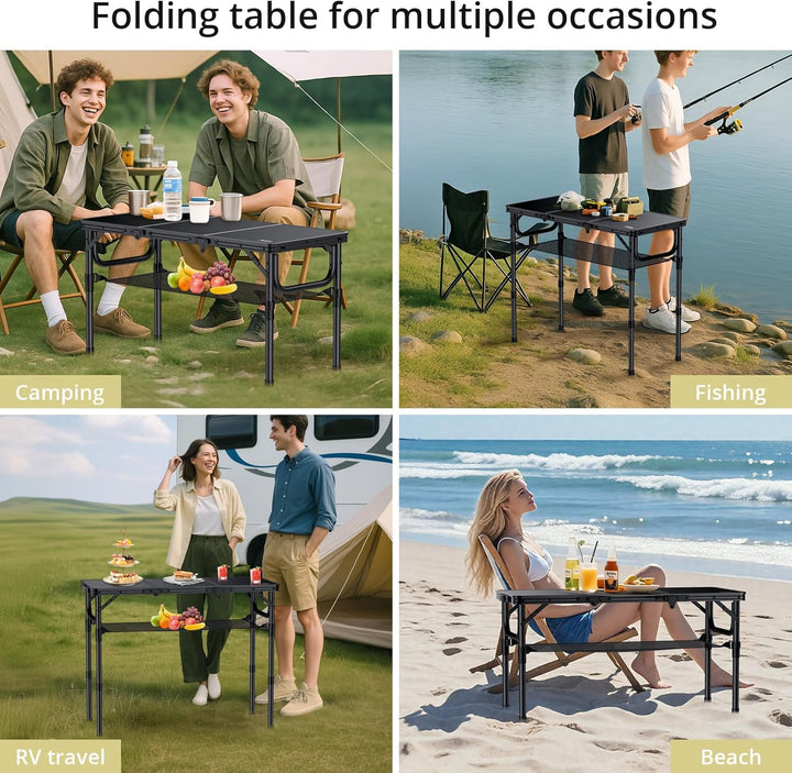 Anbte Klapptisch Höhenverstellbarer 88x40cm (LxB) Alu-Tisch Outdoor/Indoor Tragbar Koffertisch mit A