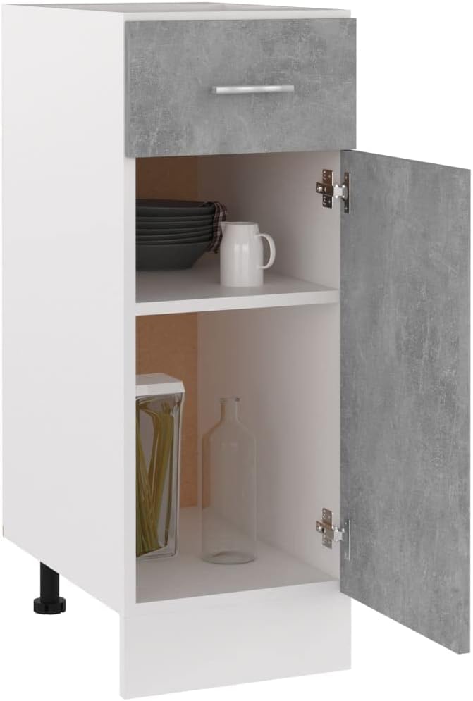 homiuse Schubunterschrank Betongrau 30x46x81,5 cm Kommode KüChenschrank Kommode Mit Schubladen Kommo