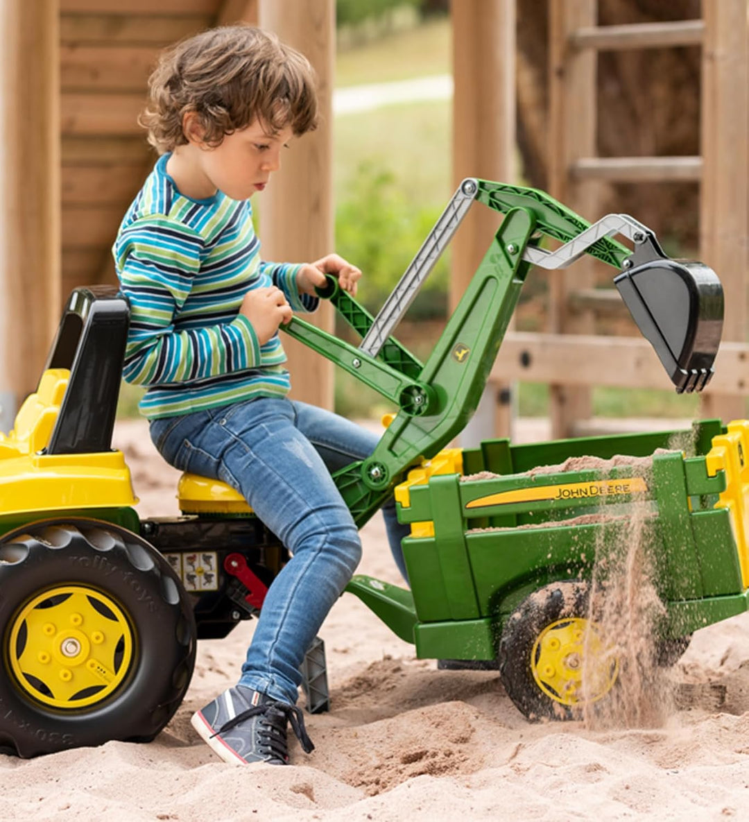 Rolly Toys Traktor / rollyJunior Trettraktor John Deere (mit Lader und Heckbagger, für Kinder ab 3 J