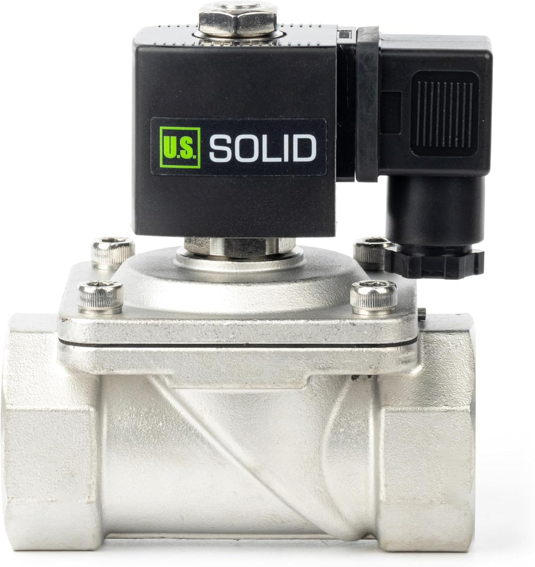 U.S. Solid 1-1/4" Magnetventil - Edelstahl DC 12V mit Viton-Dichtung, stromlos geschlossen, Anschlus